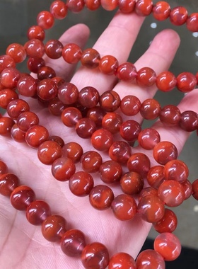 天然南红九口料满色满肉火焰红佛珠手串精品多圈圆珠手链百搭项链