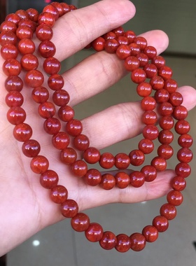 瓦西南红满肉火焰红108佛珠手链吊坠牡丹花莲花回纹老型珠百搭女