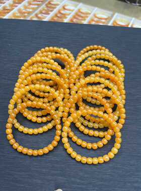 缅黄玉老型6.8–7㎜手串23条天然原矿全玉化实惠拿货男女款单圈