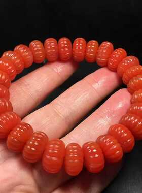 保山南红玛瑙南瓜珠手串13㎜精美礼品饰品男女款柔光磨砂珠宝玉石