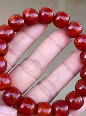 精品收藏瓦西老型手串南红玛瑙牛血红12.5㎜精美饰品男女款霸气