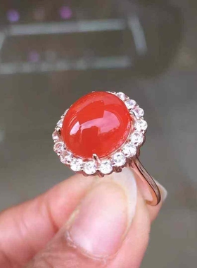 保山冰红南红玛瑙女款戒指流行时尚饰品潮流新款料子一流自然光