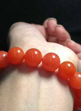 11mm精品南红玛瑙柿子红手串男女款玉石收藏级别正宗川料流行时尚