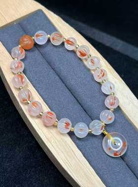 南红高冰飘花南瓜珠手串柔光质感飘花冰红分明玛瑙手串项链挂件女