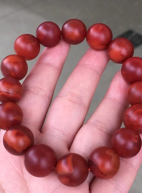 凉山南红瓦西料单圈圆珠手链1234567890㎜手串满肉满色辣椒百搭款