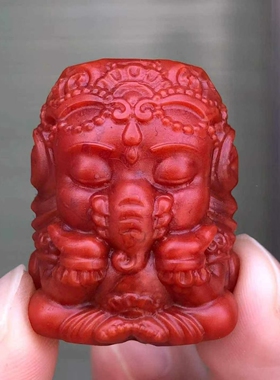 瓦西料 南红玛瑙雕刻吊坠锦红色满色满肉哑光工艺手工雕刻挂件男