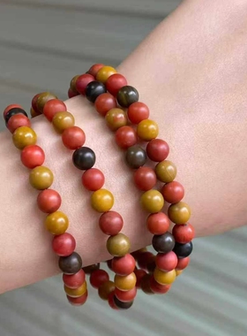 南红玛瑙精品包浆料佛珠满色满肉柿子红6㎜哑光柔光磨砂男女