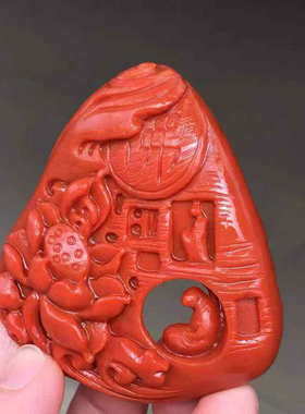 精品凉山南红瓦西料吊坠满色满肉雕工精细质感细腻挂件百搭时尚男