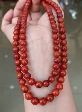 瓦西南红满肉满色柿子红多圈手链盐耳环戒指三通复古背云流行时尚