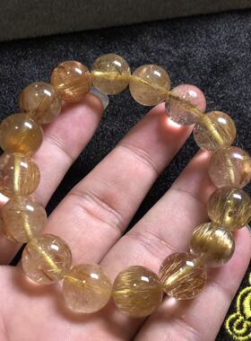 金钛晶发晶手串手链男女款13㎜单圈精美复古饰品流行时尚饰品礼物