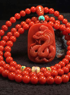 瓦西南红雕刻蛇毛衣链百香籽耳坠手串链吊坠百搭时尚锁骨链挂件男