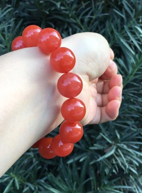 保山南红高抛亮光手串单珠多宝文玩饰品1234567890㎜手链满肉百搭