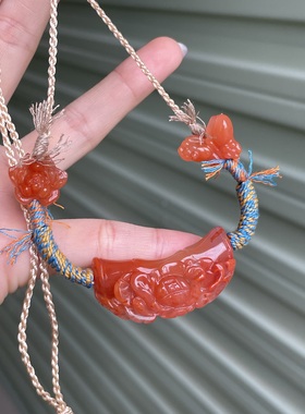 川料南红玛瑙樱桃红飘花花开富贵锁骨项项链新款原创设计男女款