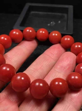 精品保山南红辣椒圆珠手串12㎜珠宝饰品diy配饰精美礼品手串项链