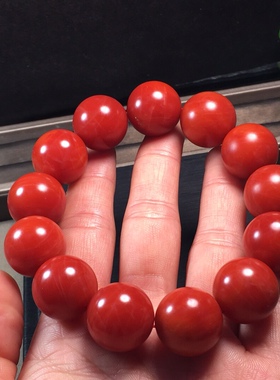 天然南红保山料大手串满色满肉单圈圆珠手链支持国检钟馗达摩吊坠