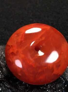 瓦西料南红平安扣柿子红火焰珠宝古玩收藏旧物件手串吊坠挂件百搭