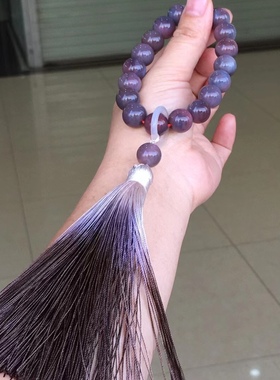 盐源玛瑙紫色手串链吊坠牡丹花莲花回纹老型珠弥勒笑佛男女百搭款