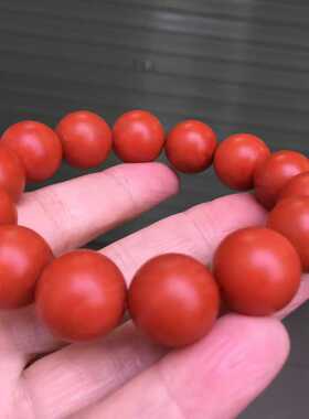 精品保山南红玛瑙圆珠大手串柿子红满色满肉15㎜男女款柔光