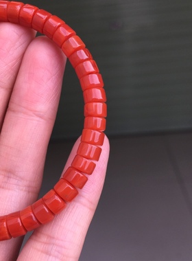 川料南红玛瑙精工直切药片手串6㎜单圈满肉柿子红男女款单圈玉石