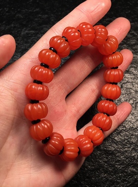 保山南红玛瑙南瓜珠手链牛血红包浆柔光锦红飞碟苹果珠手串吊坠男