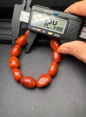 精品凉山南红玛瑙随行手链籽料手串男女款12㎜柿子红瓦西料复古