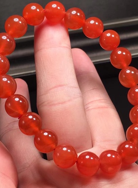 保山南红冰红料单圈手链老型珠飞碟苹果珠手串吊坠百搭时尚锁骨链