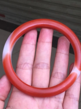 保山南红红白料圆条手镯牡丹花莲花回纹老型珠弥勒笑佛男女百搭款