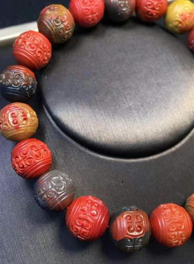 云南巧家包浆南红回纹单圈手串多宝文玩饰品1234567890㎜手链满肉