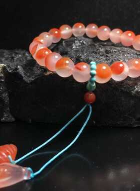 8mm精品冰飘南红手串珠宝古玩收藏旧物件手串吊坠挂件