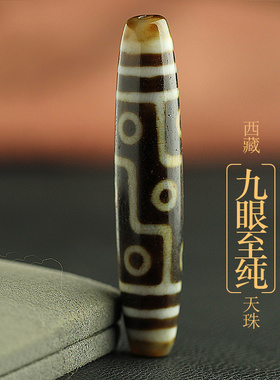 西藏九眼莲师八眼天珠八象宝瓶天