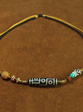 豪灿男女款玛瑙九眼天珠项链吊坠