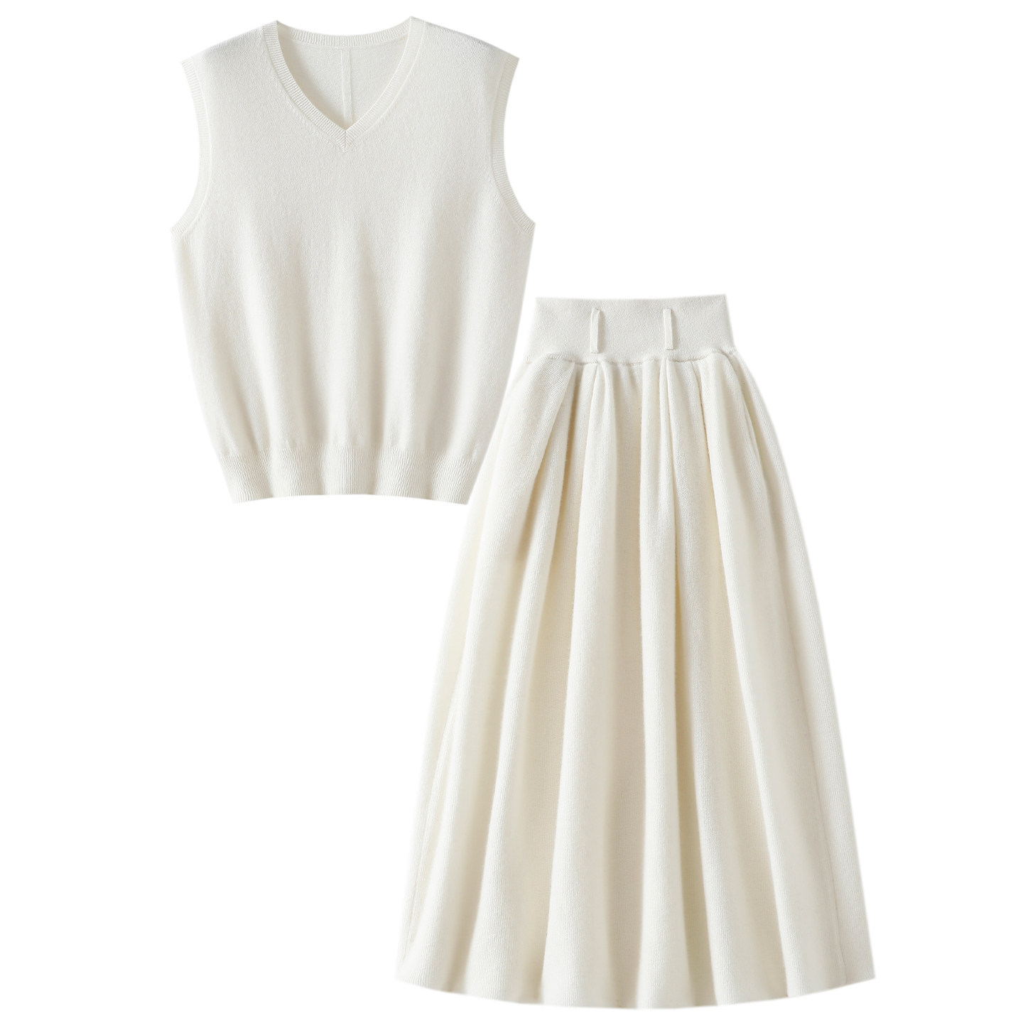 漫步街头~加厚100%纯山羊绒衫女V领背心马甲半身裙子伞裙套装新款,淘宝优惠券,粉丝福利购,淘宝优惠卷