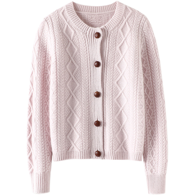 这么漂亮！真皮包扣复古奶奶风羊绒开衫女纯羊绒毛衣针织加厚外套,淘宝优惠券,粉丝福利购,淘宝优惠卷