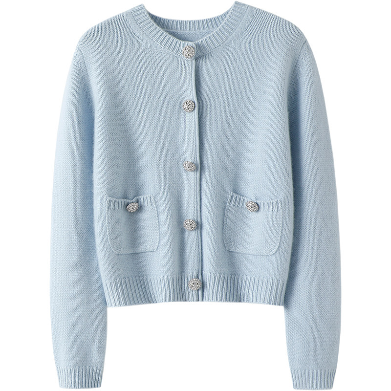 有点小腔调！粗针加厚纯山羊绒开衫女圆领纯羊绒毛衣针织小外套,淘宝优惠券,粉丝福利购,淘宝优惠卷