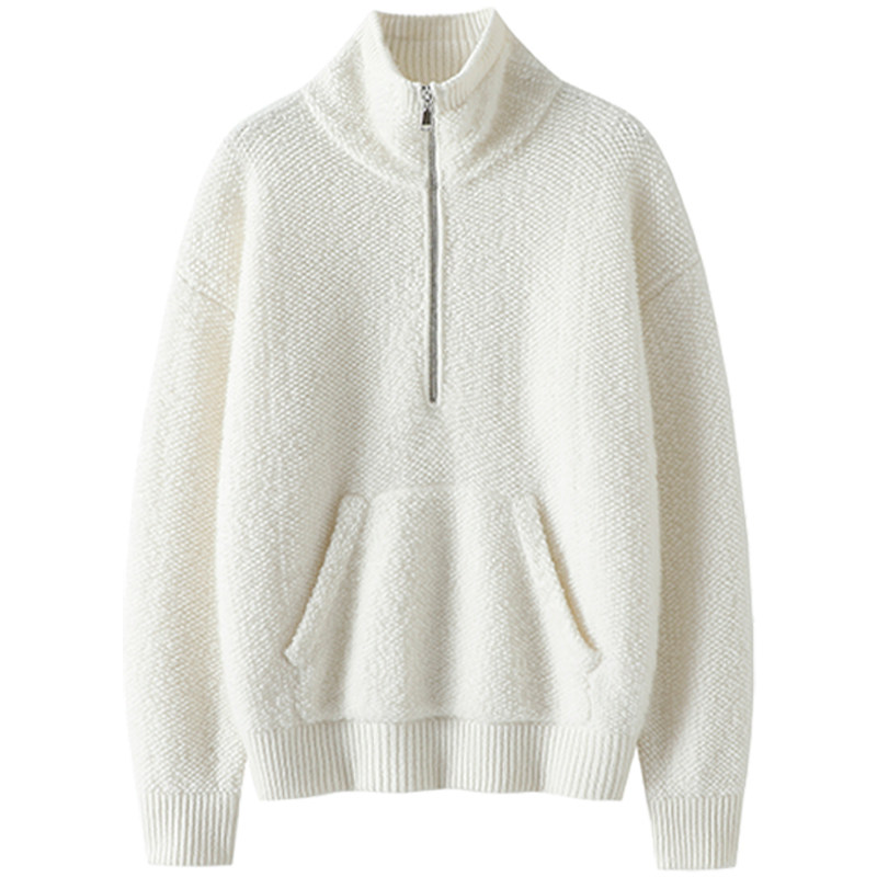 持续输出通勤力~加厚圈圈针100%纯山羊绒衫女高领半开拉链毛衣冬,淘宝优惠券,粉丝福利购,淘宝优惠卷