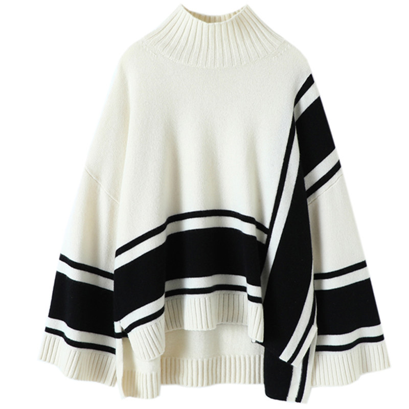 气质凌人！2024新款加厚100%纯山羊绒衫女高领落肩针织衫慵懒风,淘宝优惠券,粉丝福利购,淘宝优惠卷