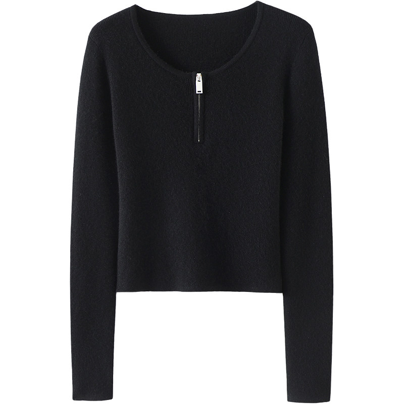 灵魂百搭力推！拉链大圆领羊绒衫女修身纯羊绒毛衣针织打底衫秋冬,淘宝优惠券,粉丝福利购,淘宝优惠卷