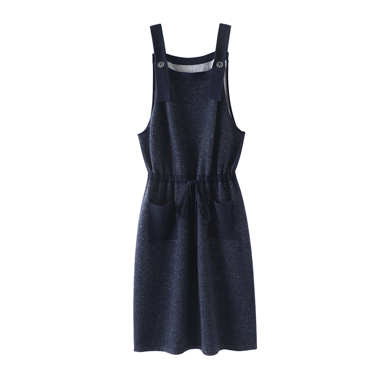 主打一个时髦个性!抽绳减龄羊绒背带裙子女纯羊绒衫毛衣长款加厚 - 图2