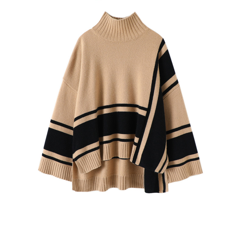 气质凌人！2024新款加厚100%纯山羊绒衫女高领落肩针织衫慵懒风,淘宝优惠券,粉丝福利购,淘宝优惠卷