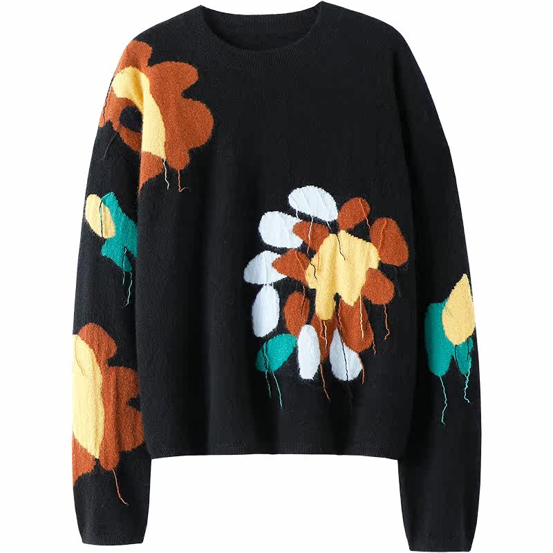 太美了吧！圆领100%纯山羊绒衫女宽松纯羊绒毛衣针织衫秋冬新款,淘宝优惠券,粉丝福利购,淘宝优惠卷