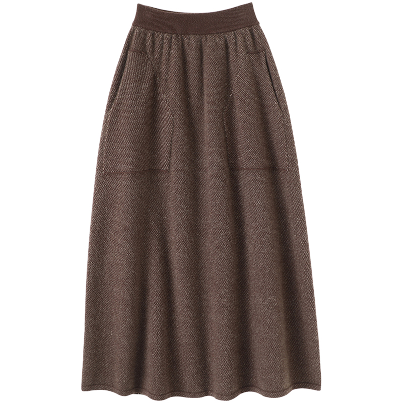 一眼心动！念念不忘~100%纯羊绒半身裙女长款羊绒裙子A字伞裙加厚 - 图3