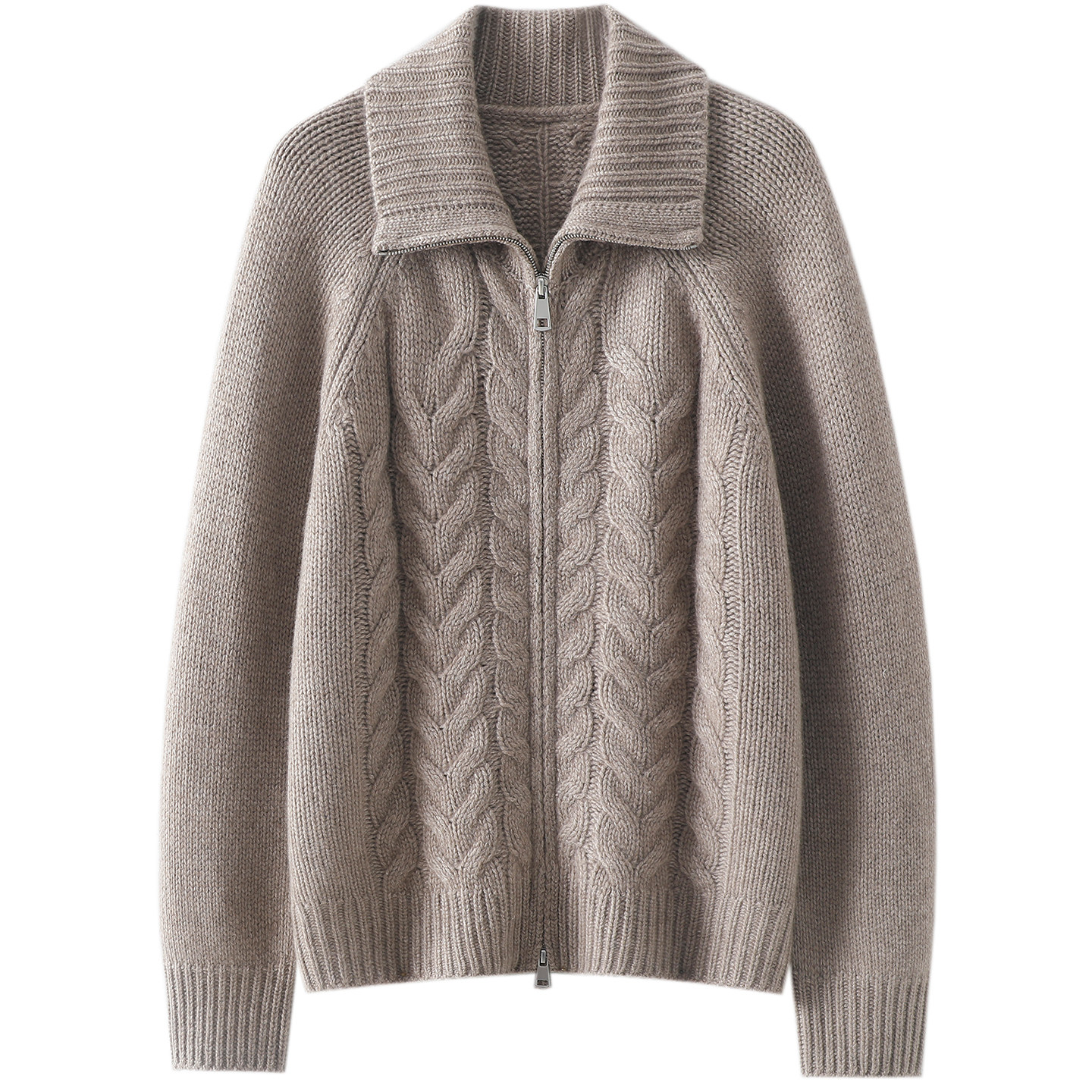 简约有深度~！粗棒针加厚100%纯山羊绒拉链开衫女高领毛衣外套,淘宝优惠券,粉丝福利购,淘宝优惠卷