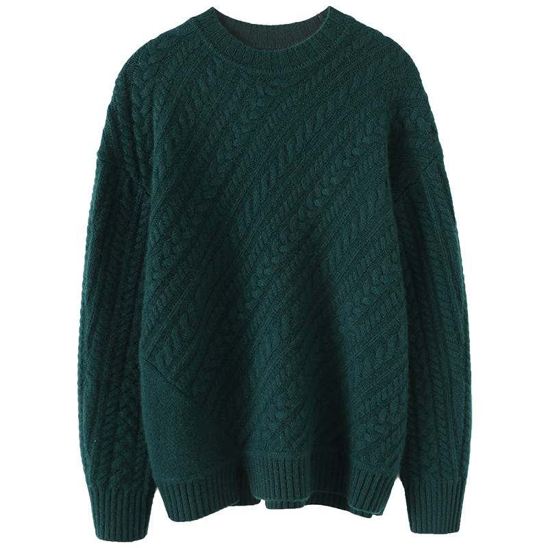 真心爱！开叉半高领纯羊绒衫女麻花斜纹不对称设计山羊绒毛衣加厚,淘宝优惠券,粉丝福利购,淘宝优惠卷