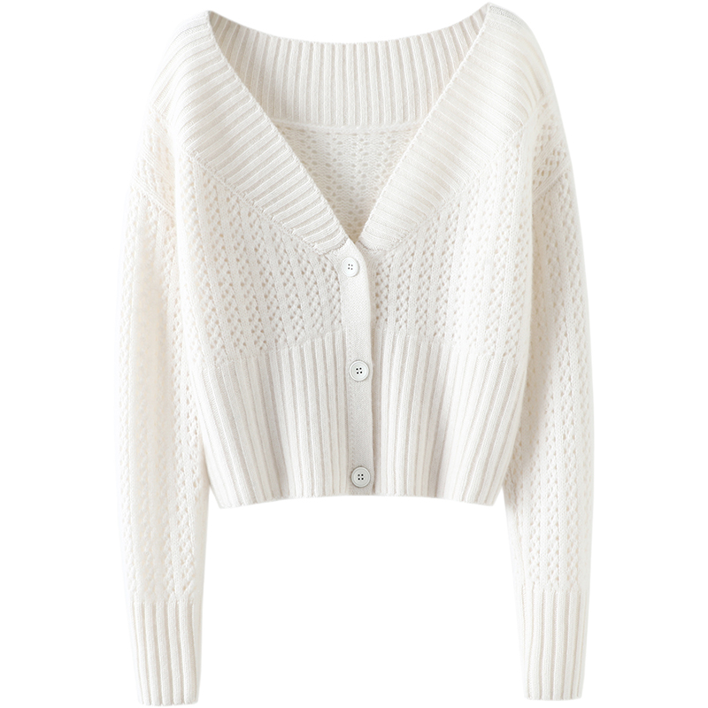 时髦标配！大V领羊绒开衫女短款纯羊绒毛衣针织开衫外套秋冬加厚,淘宝优惠券,粉丝福利购,淘宝优惠卷