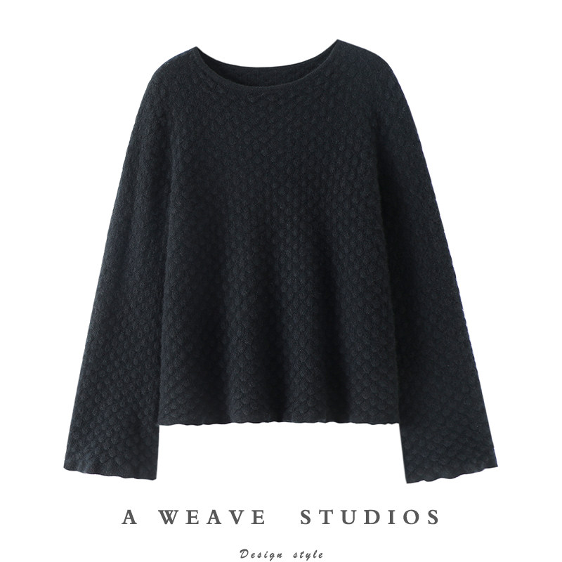 启超法式优雅！鱼鳞纹慵懒风100%纯羊绒衫女毛衣亲肤针织衫女秋冬,淘宝优惠券,粉丝福利购,淘宝优惠卷