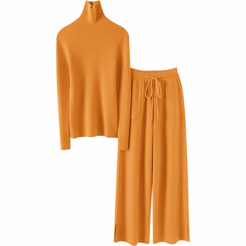 气质落落大方！加厚高领羊绒衫100纯羊绒女毛衣直筒阔腿裤子套装,淘宝优惠券,粉丝福利购,淘宝优惠卷