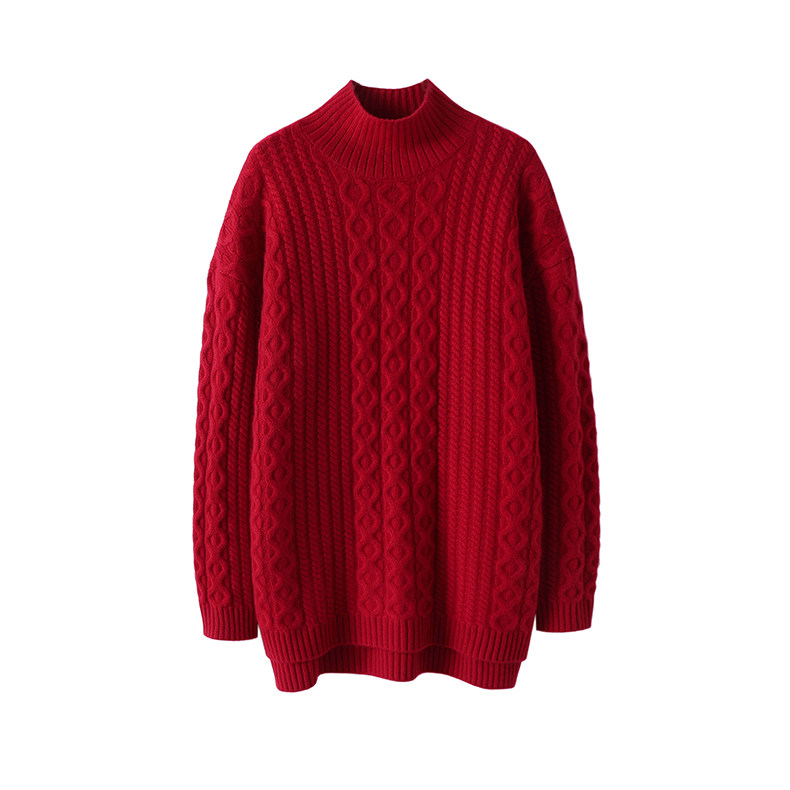 柔润流光~半高领羊绒衫女100%纯山羊绒加厚宽松中长款毛衣女冬,淘宝优惠券,粉丝福利购,淘宝优惠卷