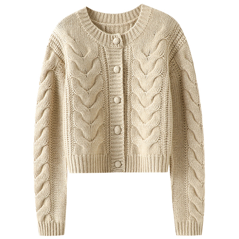 一周都爱穿~重磅加厚100%纯山羊绒开衫女圆领羊绒毛衣宽松短款,淘宝优惠券,粉丝福利购,淘宝优惠卷