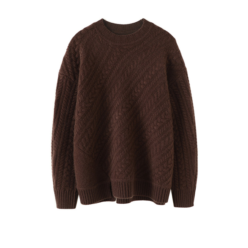 真心爱！开叉半高领纯羊绒衫女麻花斜纹不对称设计山羊绒毛衣加厚,淘宝优惠券,粉丝福利购,淘宝优惠卷