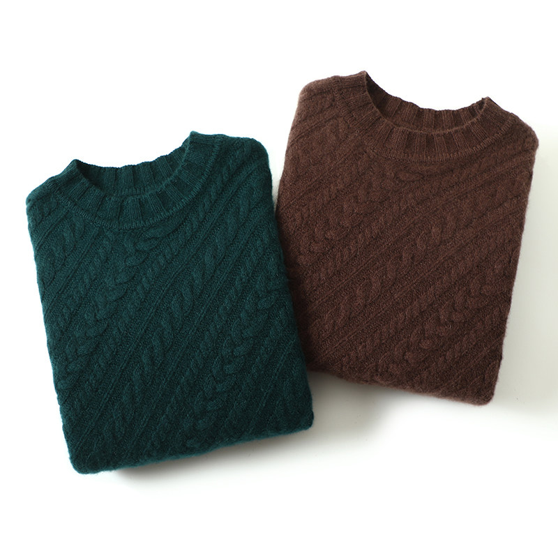 真心爱！开叉半高领纯羊绒衫女麻花斜纹不对称设计山羊绒毛衣加厚,淘宝优惠券,粉丝福利购,淘宝优惠卷